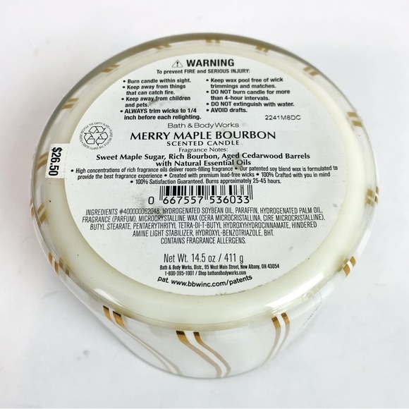 Bath & Body Works Merry Maple Bourbon 3 Wick Candle 14.5oz - Picture 4 of 4